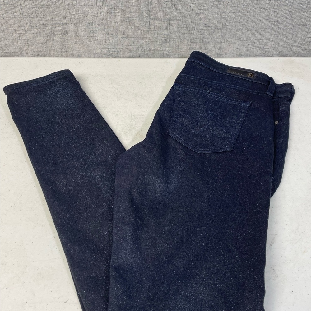 Adriano Metallic Brightens Blue Denim Jeans Skinny 29R “The Stilt”